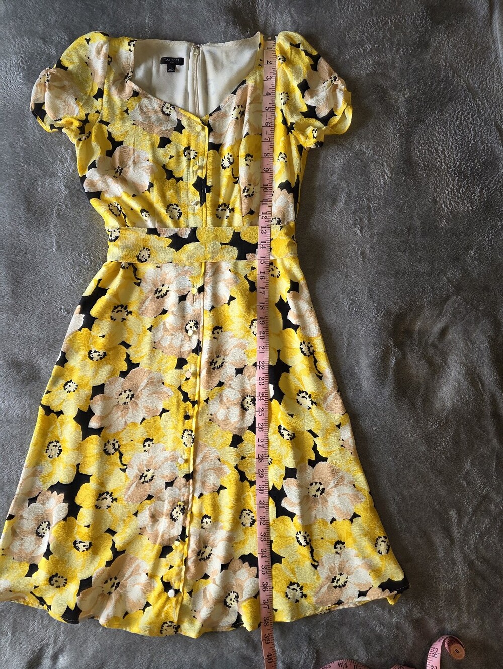 Talbots Pippy Poppies Yellow Floral Crepe Midi Dress 2P - Picture 2 of 11